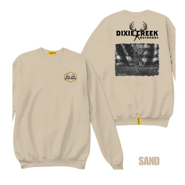 Ligosta Dixie Creek, Outdoor Wildlife Collection Sweatshirt, Unisex Sweatshirt Featuring Deer Flag Design, Perfect For Outdoor Patriots 004 - Image 6
