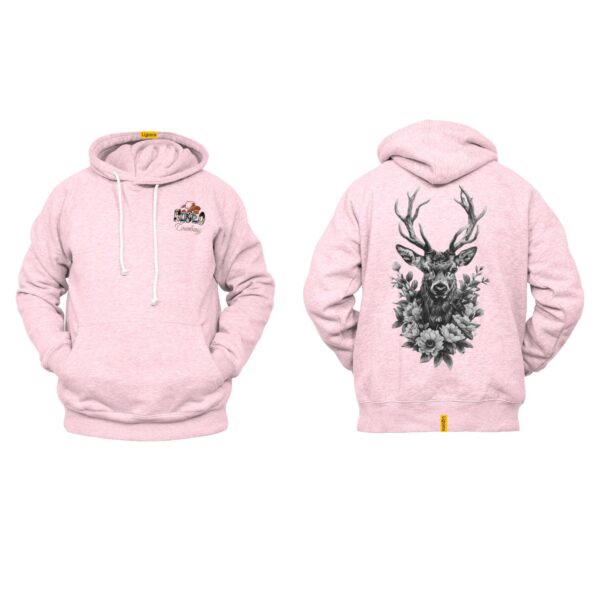 Ligosta Cowboy, Woodland Majesty Collection Hoodie, Unisex Hoodie Featuring Regal Deer and Floral Design 072 - Image 4