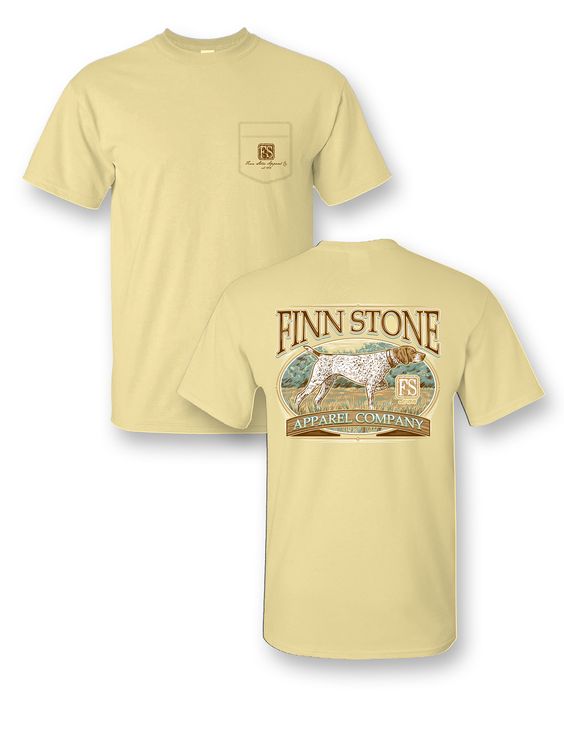 Pointer Dog Hunting TShirt, Finn Stone Apparel Co., Bird Dog Graphic, Upland Hunting Style, Southern Outdoor MenSwear, 001
