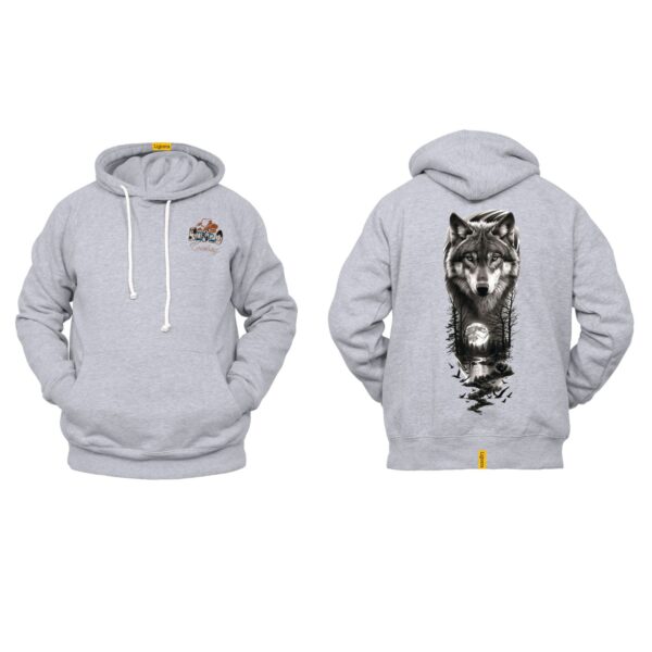 Ligosta Cowboy, Heritage Collection Hoodie, Unisex Hoodie Featuring Wolf's Face With A Forest And A Full Moon Design 094 - Image 2