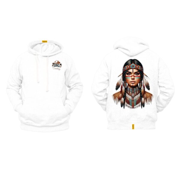 Ligosta Cowboy, Heritage Collection Hoodie, Unisex Hoodie Featuring Tribal Woman Portrait, Perfect For Bold And Artistic Souls 088 - Image 3