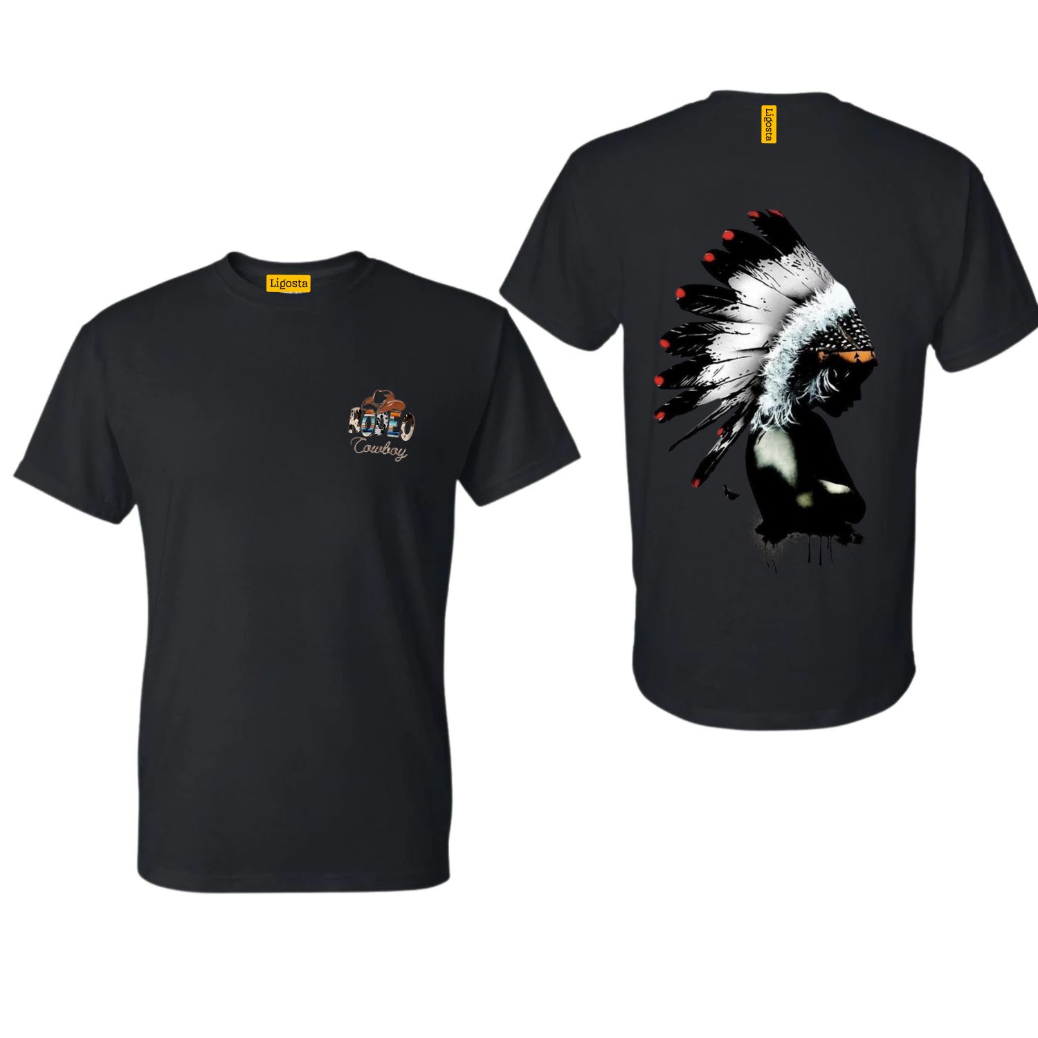 Ligosta Cowboy, Tribal Spirit Collection T-Shirt, Unisex T-Shirt Featuring Native American Headdress Art, Perfect For Boho Style Lovers 097