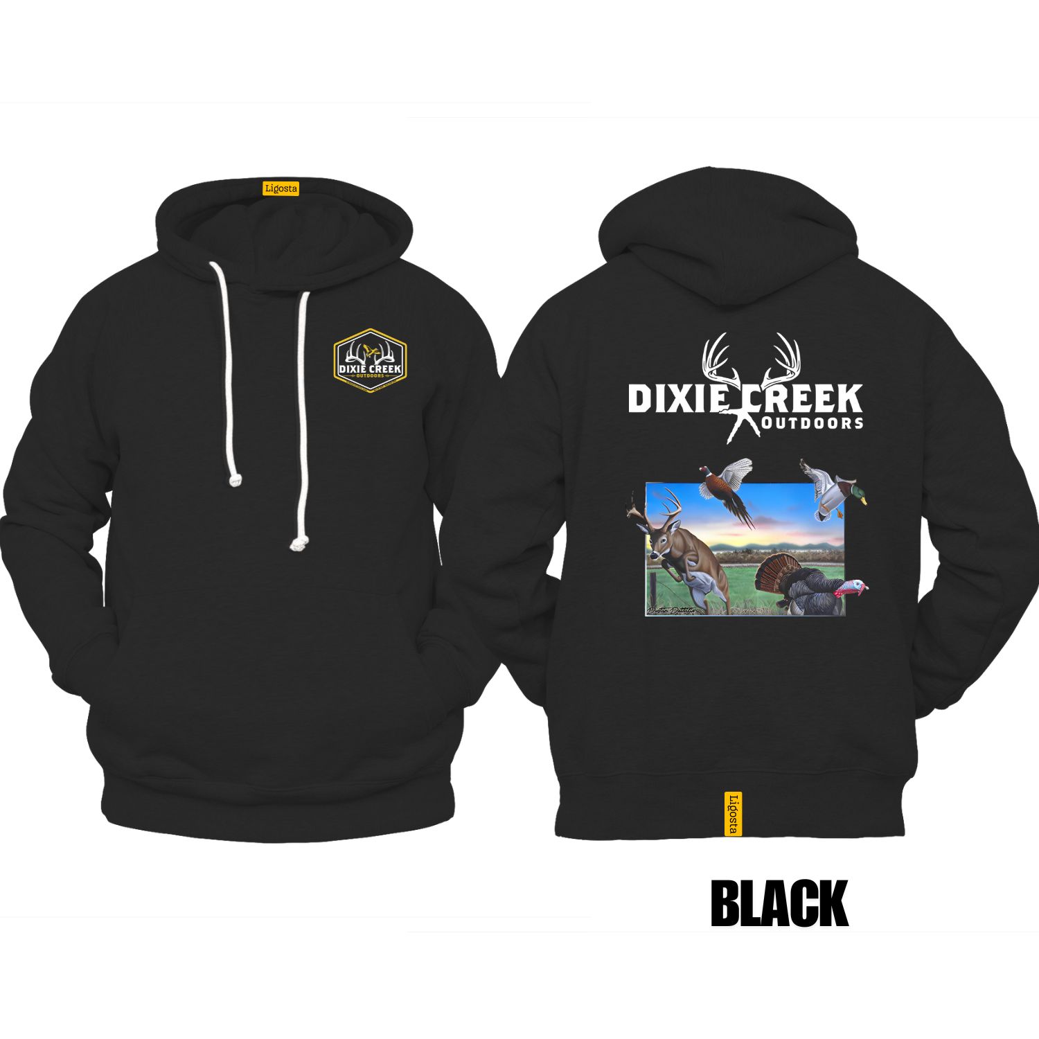 Ligosta Dixie Creek, Outdoor Wildlife Collection Hoodie, Unisex Hoodie Featuring Multi-Species Design, Hunting And Wildlife Fans 011
