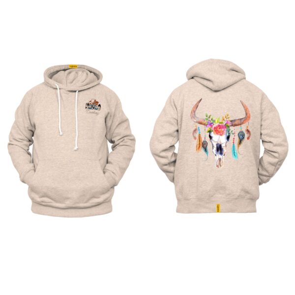 Ligosta Cowboy, Floral Spirit Collection Hoodie, Unisex Hoodie Featuring Bull Skull with Floral and Feather Accents 065 - Image 5