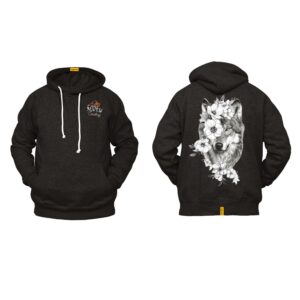 Ligosta Cowboy, Wild Harmony Collection Hoodie, Unisex Hoodie Featuring Wolf and Floral Design, Perfect For Nature Lovers and Free Spirits