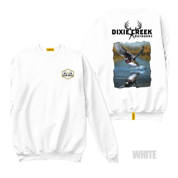 Ligosta Dixie Creek, Wildlife Collection Sweatshirt, Unisex Sweatshirt Featuring Flying Wood Duck Design, Waterfowl Enthusiasts - Image 3