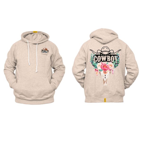 Ligosta Cowboy, Wild West Collection Hoodie, Unisex Hoodie with Floral Bull Skull Art, Perfect for a Bold Western Aesthetic 046 - Image 5