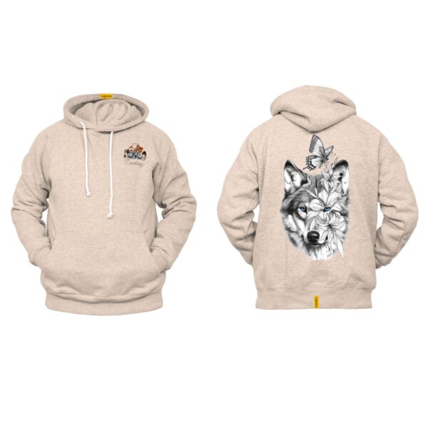 Ligosta Cowboy, Wild Harmony Collection Hoodie, Unisex Hoodie Featuring Wolf with Floral and Butterfly Design, Nature and Art Lovers 074 - Image 5