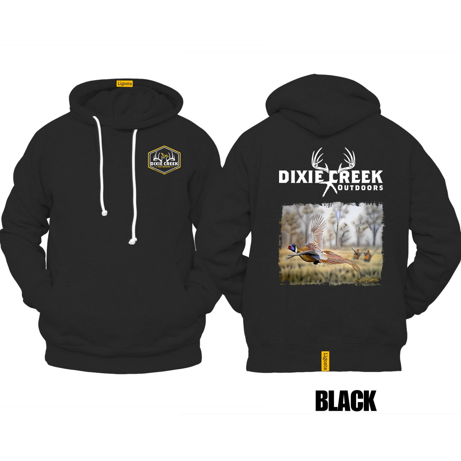 Ligosta Dixie Creek, Wildlife Collection Hoodie, Unisex Hoodie Featuring Flying Pheasant Design, Perfect For Upland Hunters 024