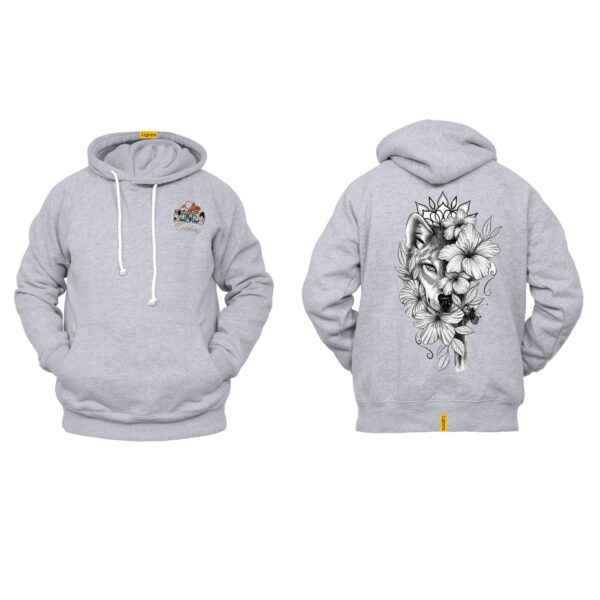 Ligosta Cowboy, Wolf Bloom Collection Hoodie, Unisex Hoodie Featuring Wolf and Hibiscus Design, Perfect For Nature and Wild Spirit Lovers - Image 2