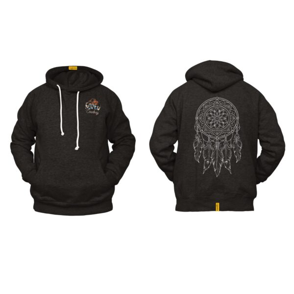 Ligosta Cowboy, Sacred Dream Collection Hoodie, Unisex Hoodie With Intricate Monochrome Dreamcatcher Design, Perfect For Boho Lovers 019