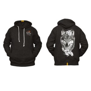 Ligosta Cowboy, Wild Spirit Collection Hoodie, Unisex Hoodie Featuring Regal Wolf and Floral Accents, Perfect For Nature Enthusiasts 076
