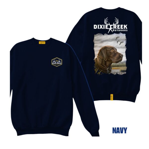 Ligosta Dixie Creek, Wildlife Collection Sweatshirt, Unisex Sweatshirt Featuring Chocolate Lab Design, Perfect For Waterfowl Hunters 028 - Image 2