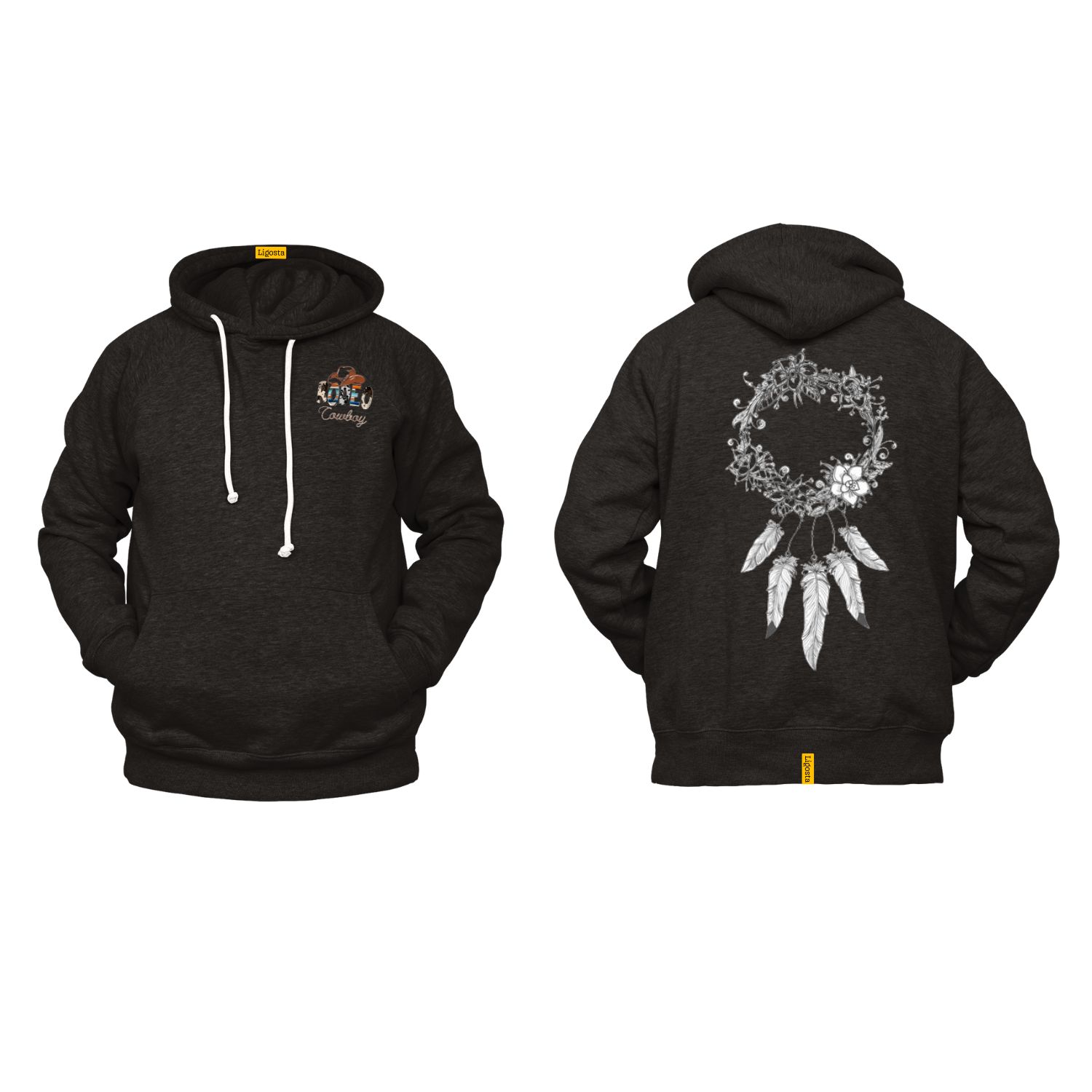 Ligosta Cowboy, Wreath Dream Collection Hoodie, Unisex Hoodie With Floral Wreath Dreamcatcher Design, Perfect For Boho Lovers 032