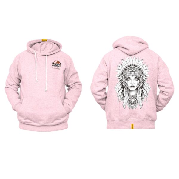 Ligosta Cowboy, Monochrome Spirit Collection Hoodie, Unisex Hoodie Featuring Elegant Native American Woman Design, Tribal Style 067 - Image 4
